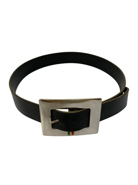 Dolce & Gabbana Square Buckle Leather Belt 90 cm Black Silver
